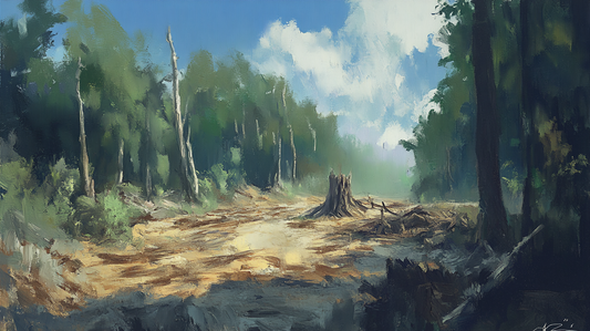 Impressionist painting of deforestation