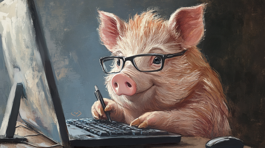 A pig doing research